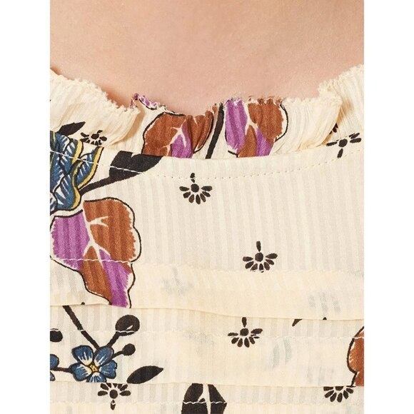 Scotch & Soda Floral Print Ruffle Dress Creamy Ivory Long Sleeve Mini Boho Large - Picture 4 of 16